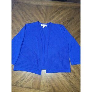 Carolyn Taylor Royal Blue Knit Open Front Cardigan Sweater Size L